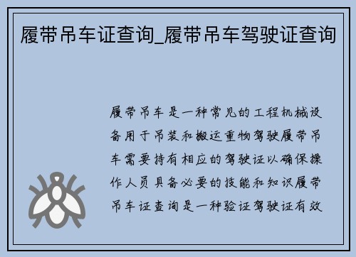 履带吊车证查询_履带吊车驾驶证查询