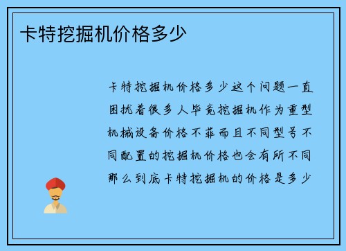 卡特挖掘机价格多少